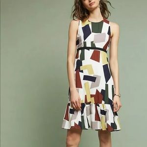 Anthropologie Flounced Geometric Dress